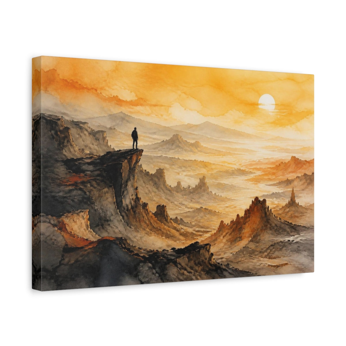 Side Mockup 4. Motivation Lone Hiker shown as canvas print