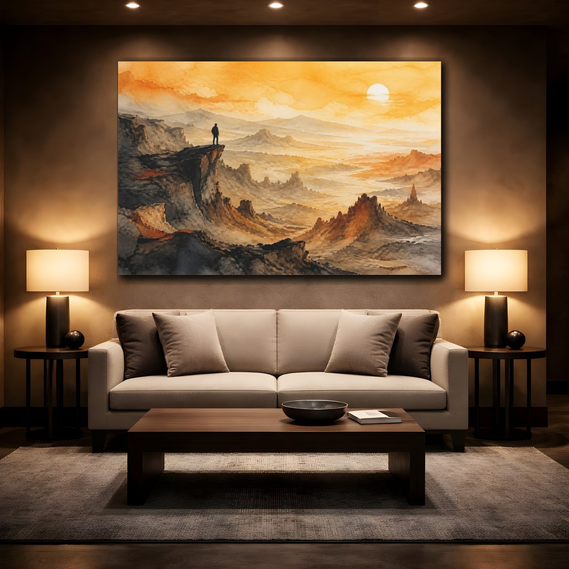 Mockup 2. Motivation Lone Hiker shown as canvas print