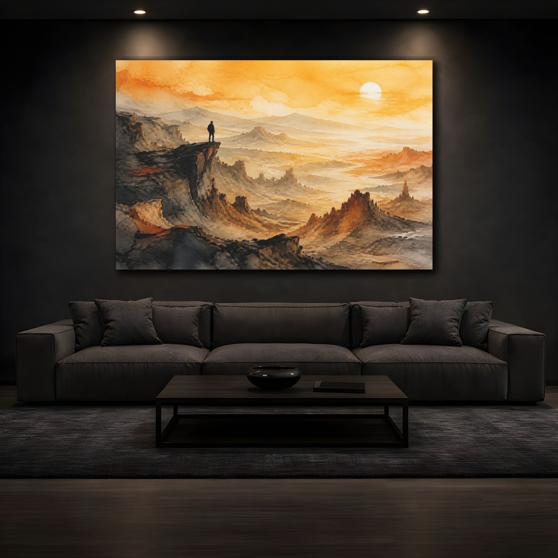 Mockup 3. Motivation Lone Hiker shown as canvas print
