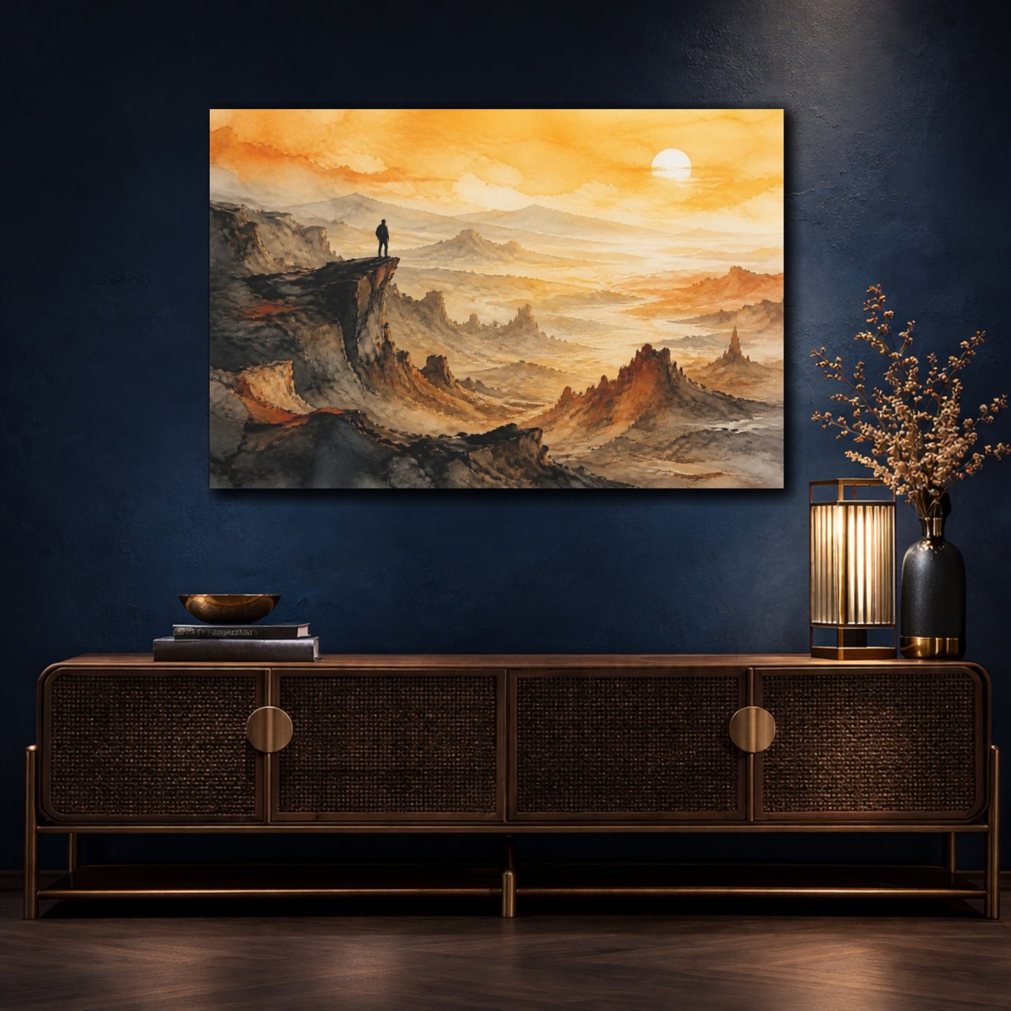 Mockup 4. Motivation Lone Hiker shown as canvas print