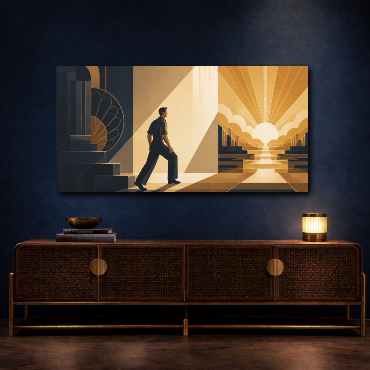 Mockup 4. Motivation: Man At Sunrise shown as canvas print