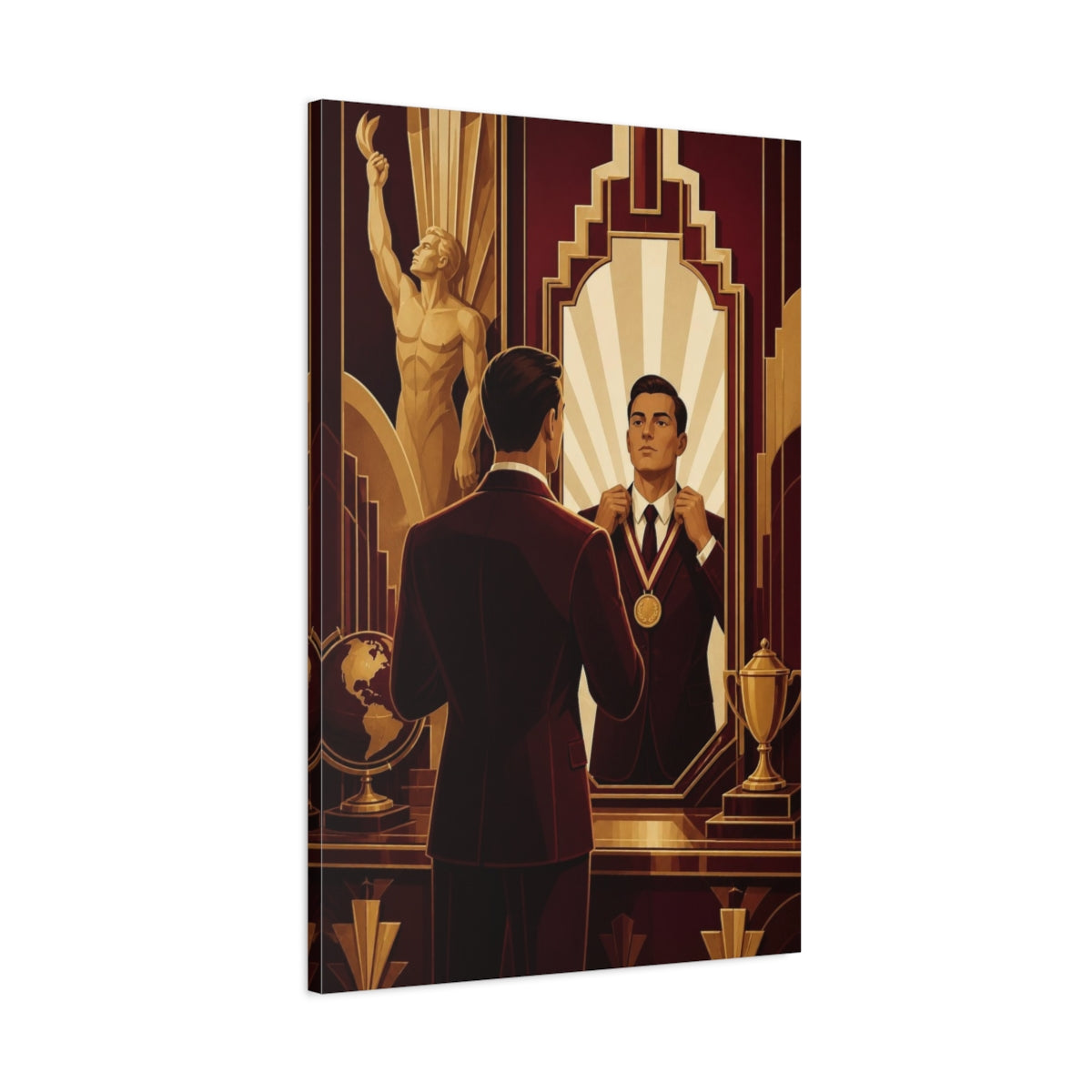 Main Mockup. Motivation: Man With Medal shown as canvas print