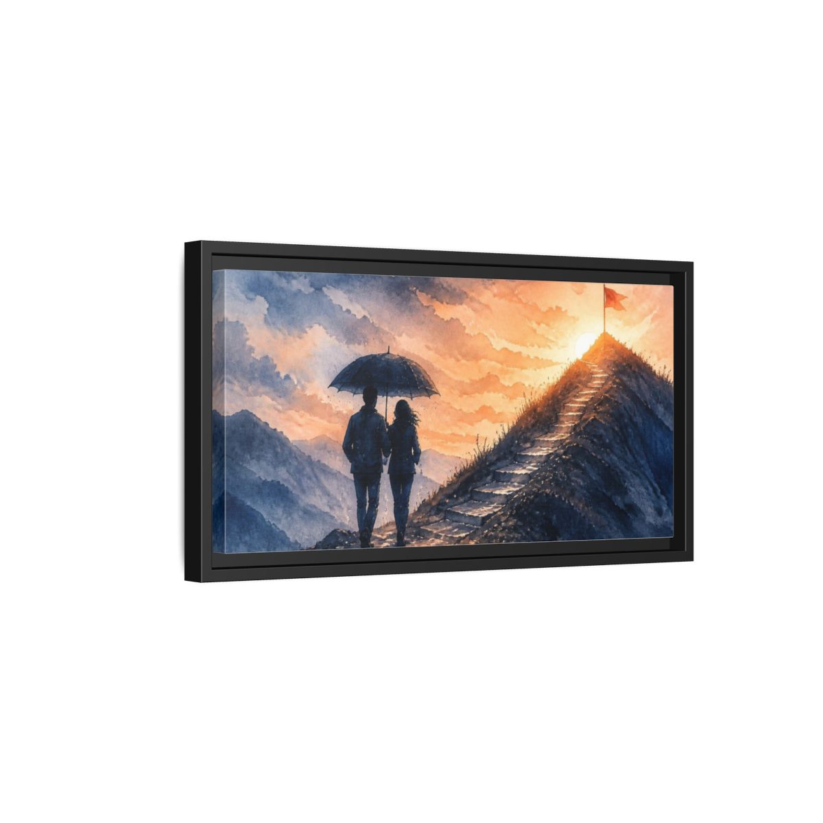 Side Mockup 8. Motivation Motivational Couple At Summit shown as framed canvas print