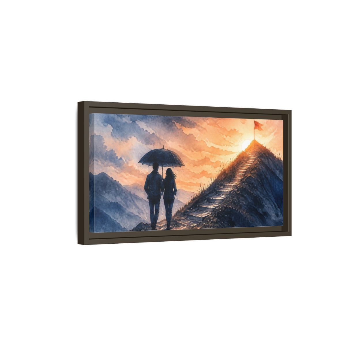 Side Mockup 7. Motivation Motivational Couple At Summit shown as framed canvas print