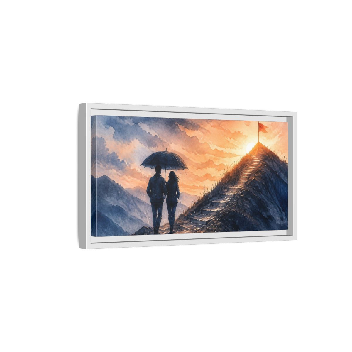 Side Mockup 6. Motivation Motivational Couple At Summit shown as framed canvas print