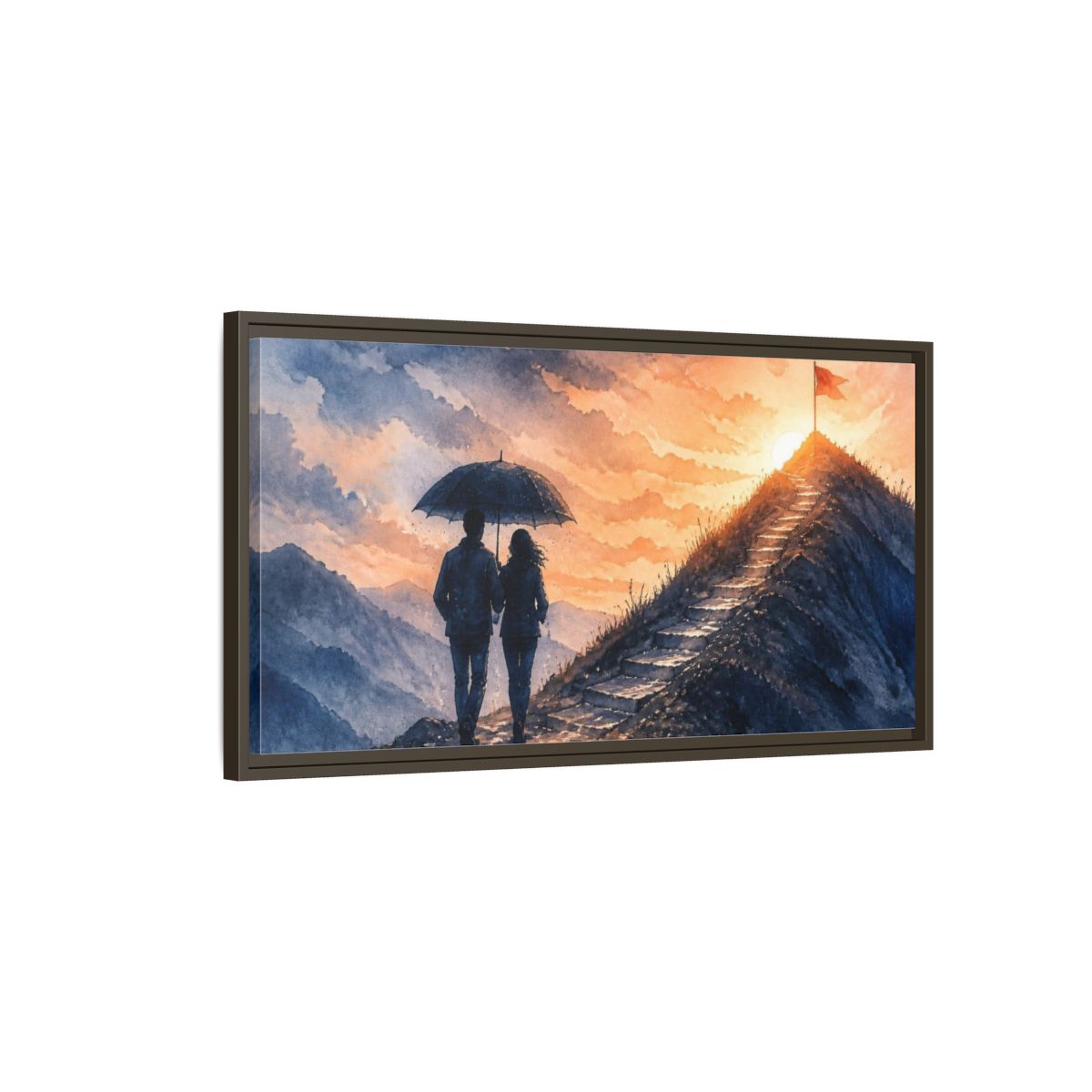 Main Mockup. Motivation Motivational Couple At Summit shown as framed canvas print