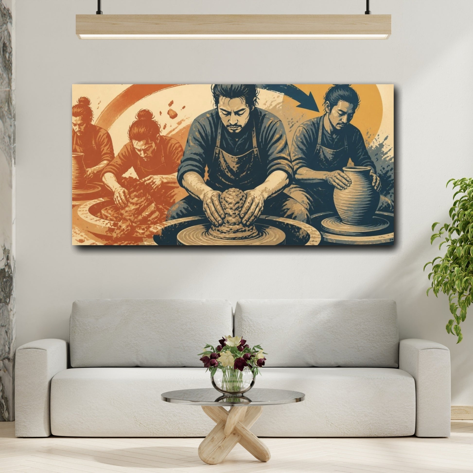 Mockup 2. Motivation Motivational Potter Centering Clay shown as canvas print