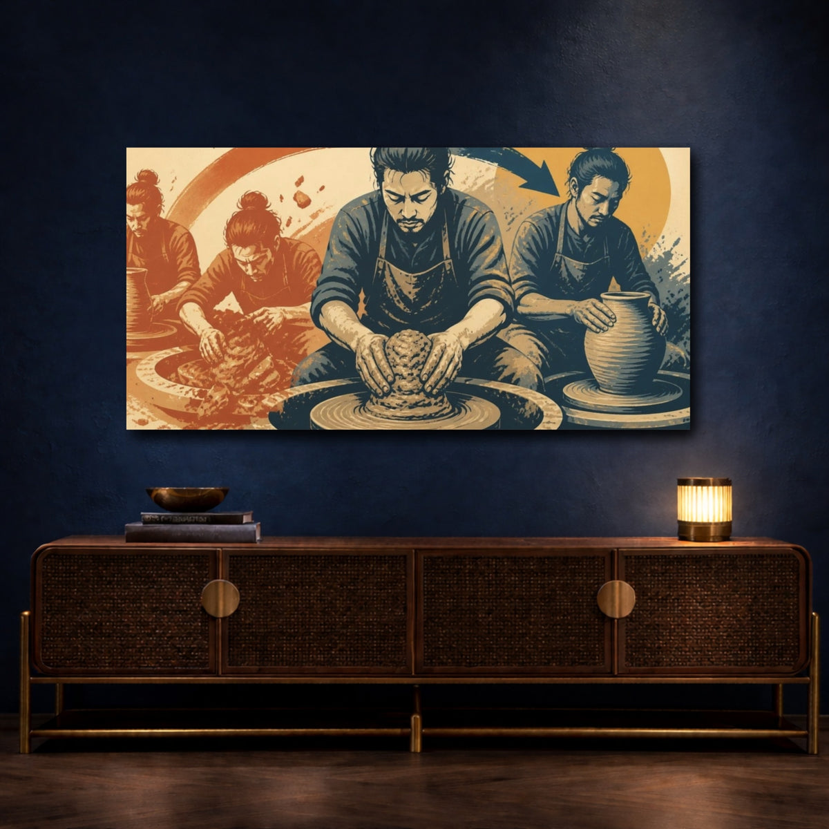Mockup 4. Motivation Motivational Potter Centering Clay shown as canvas print