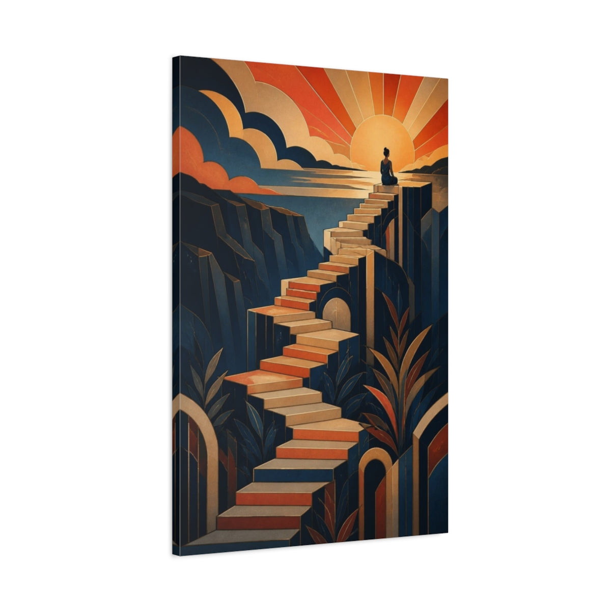 Main Mockup. Motivation Motivational Stairway Sunrise shown as canvas print