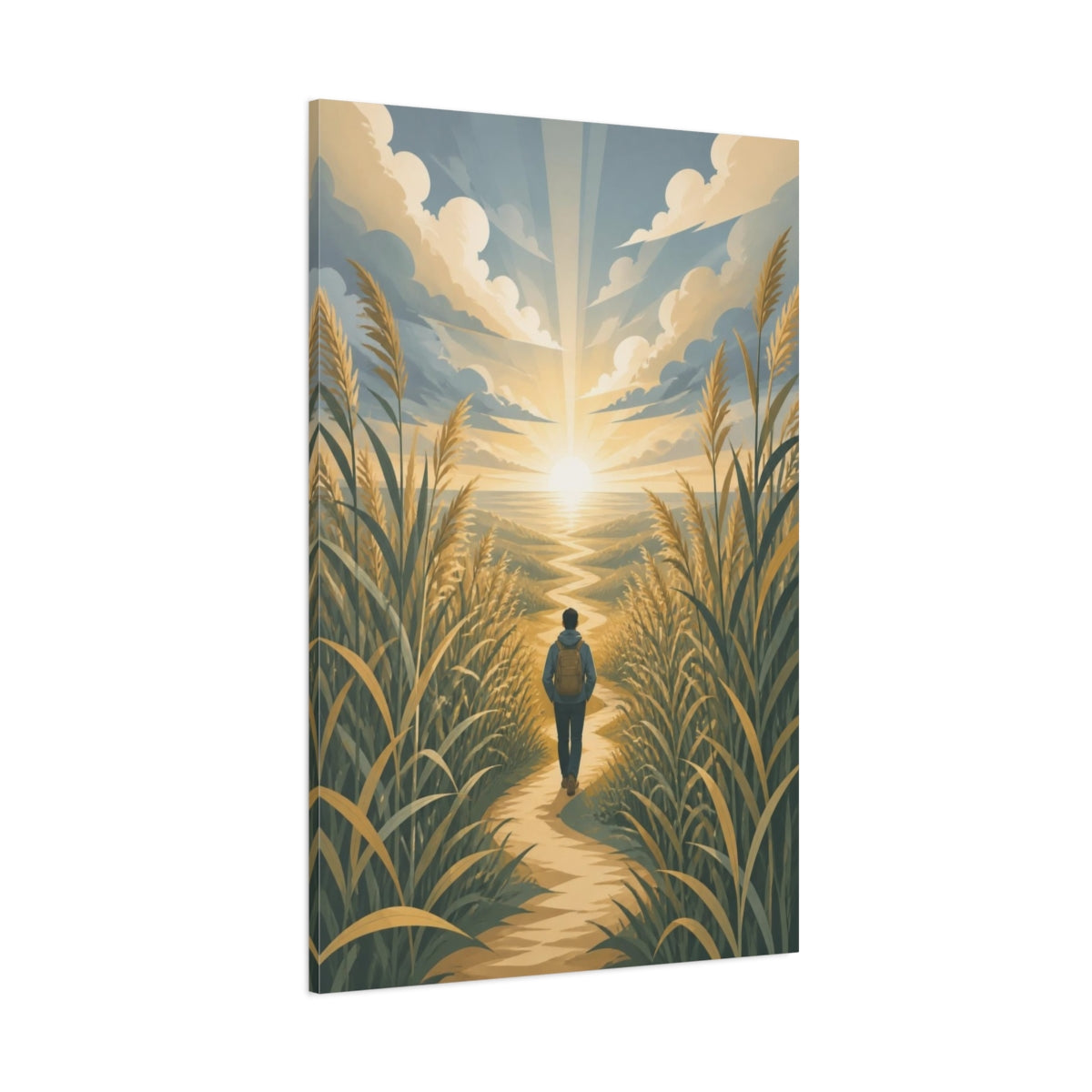 Side Mockup 1. Motivation Motivational Sunrise Hiker shown as canvas print