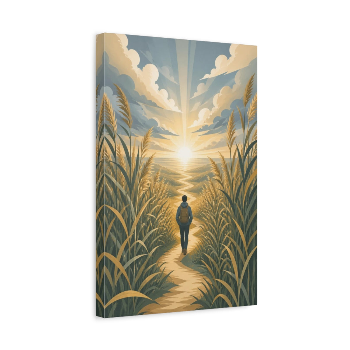 Side Mockup 4. Motivation Motivational Sunrise Hiker shown as canvas print