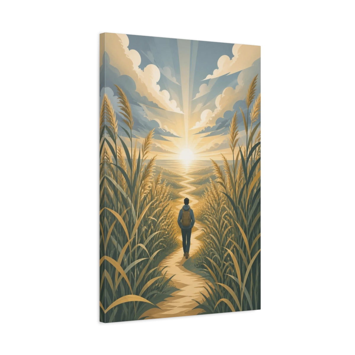 Side Mockup 2. Motivation Motivational Sunrise Hiker shown as canvas print