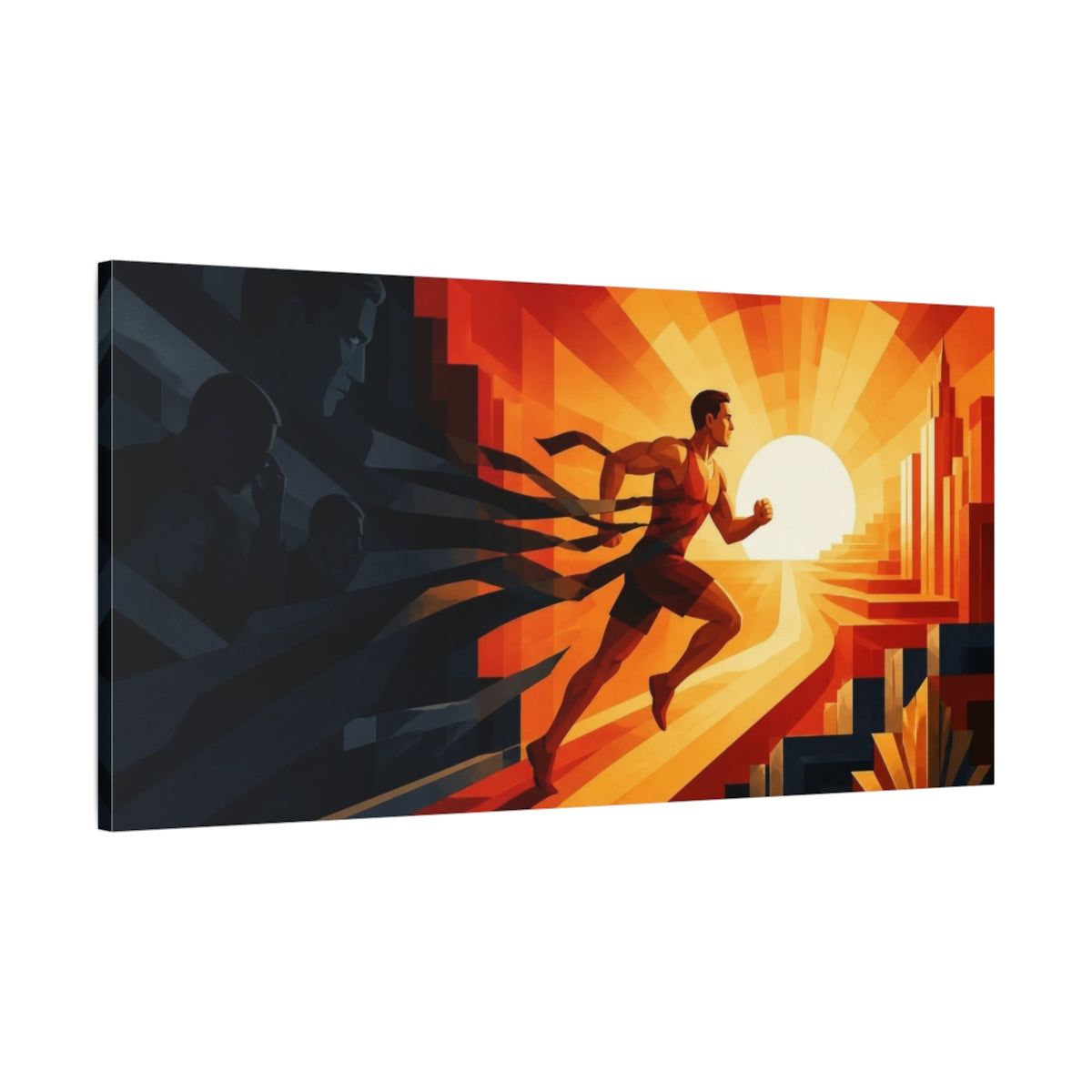 Main Mockup. Motivation Motivational Sunrise Runner shown as canvas print