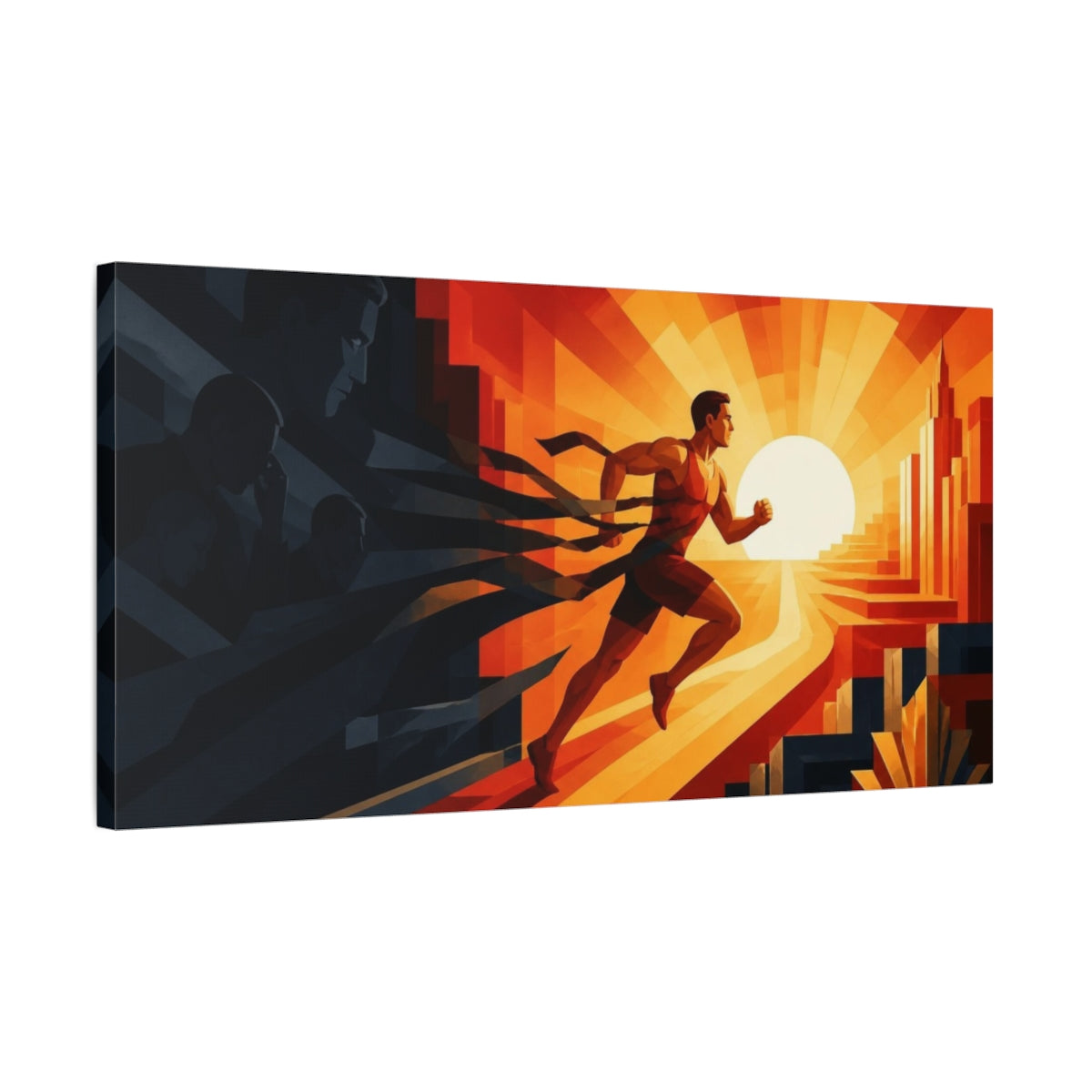 Side Mockup 1. Motivation Motivational Sunrise Runner shown as canvas print