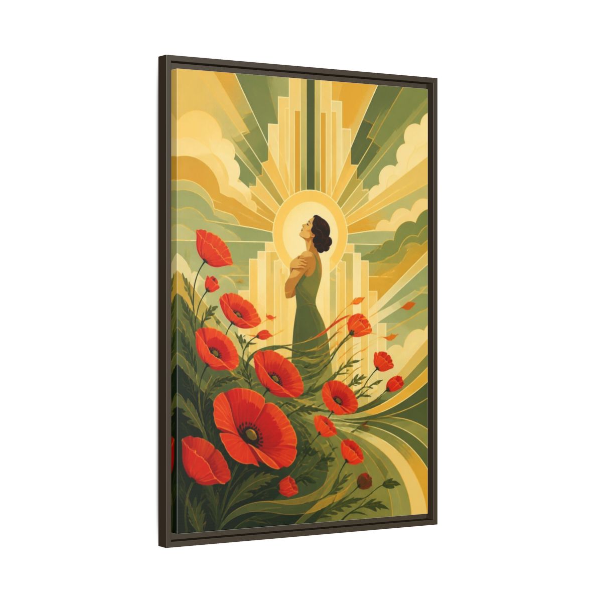 Main Mockup. Motivation Poppy Woman shown as framed canvas print