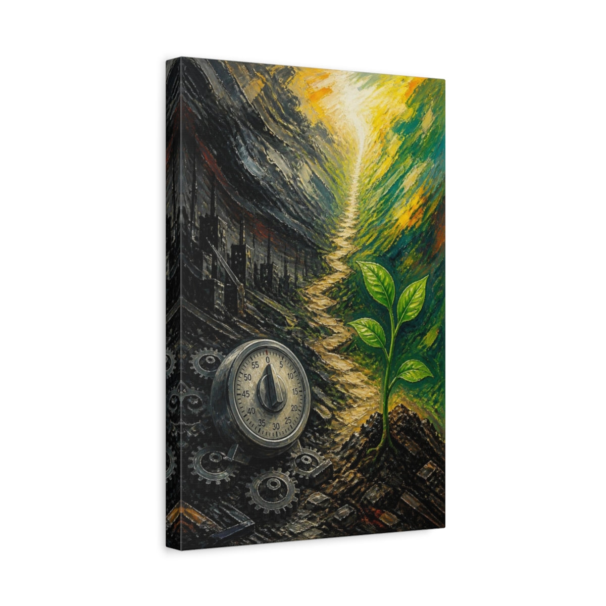 Side Mockup 4. Motivation Sprout Rising shown as canvas print