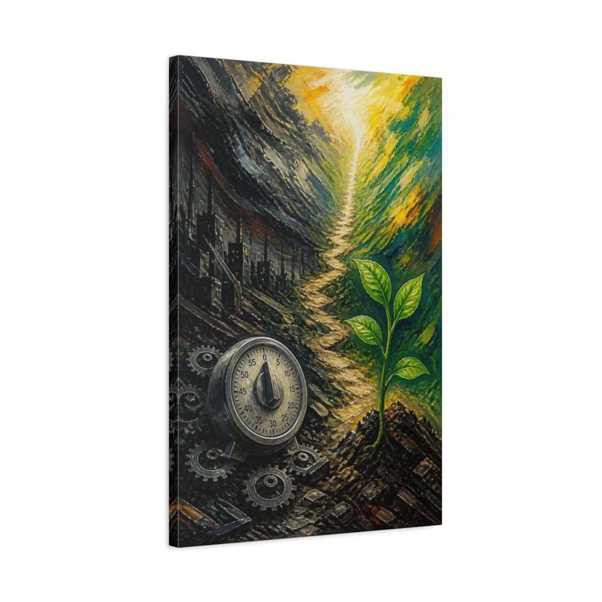 Side Mockup 2. Motivation Sprout Rising shown as canvas print