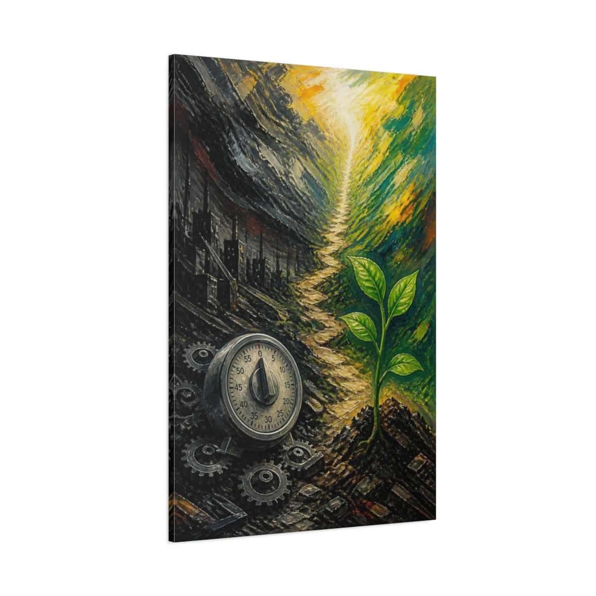 Side Mockup 1. Motivation Sprout Rising shown as canvas print
