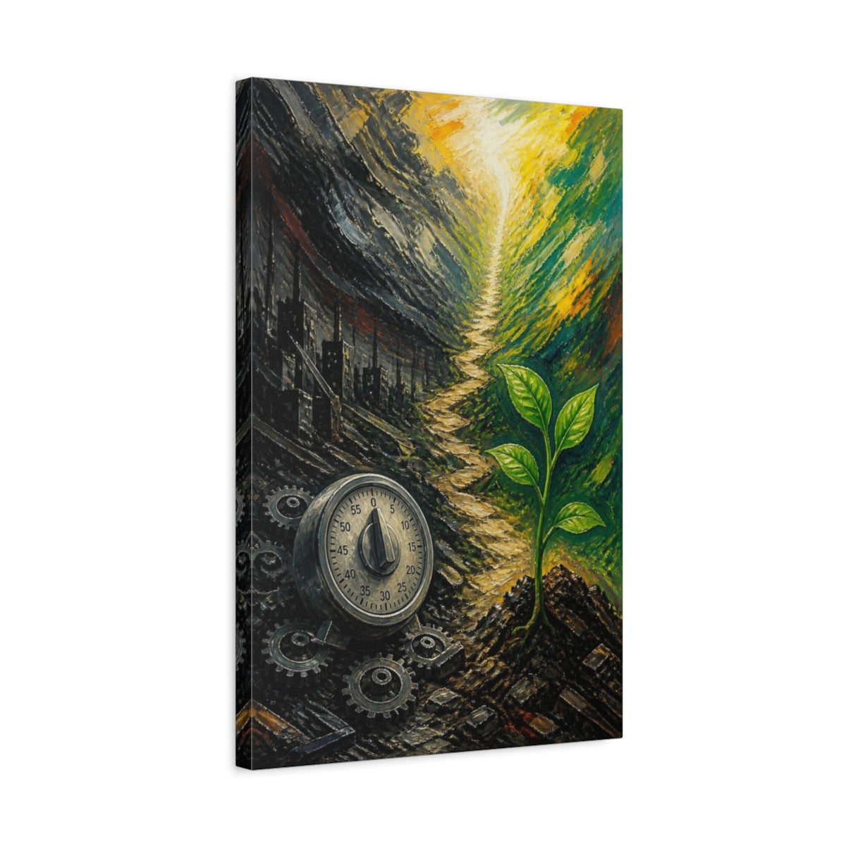 Side Mockup 3. Motivation Sprout Rising shown as canvas print