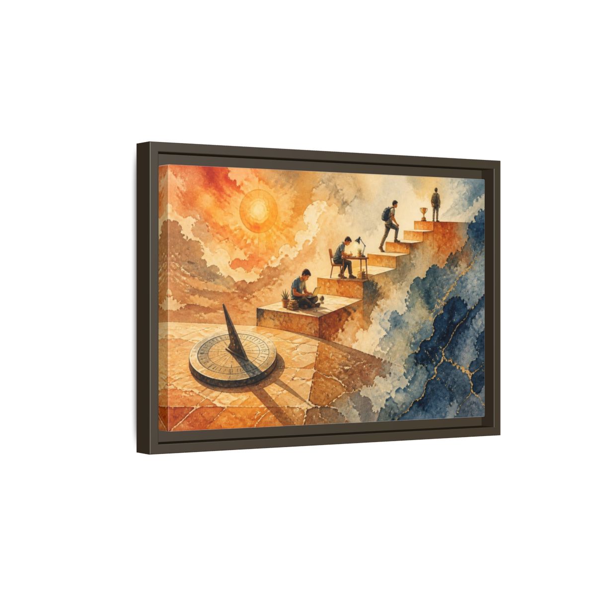 Side Mockup 5. Motivation Stairway To Trophy shown as framed canvas print