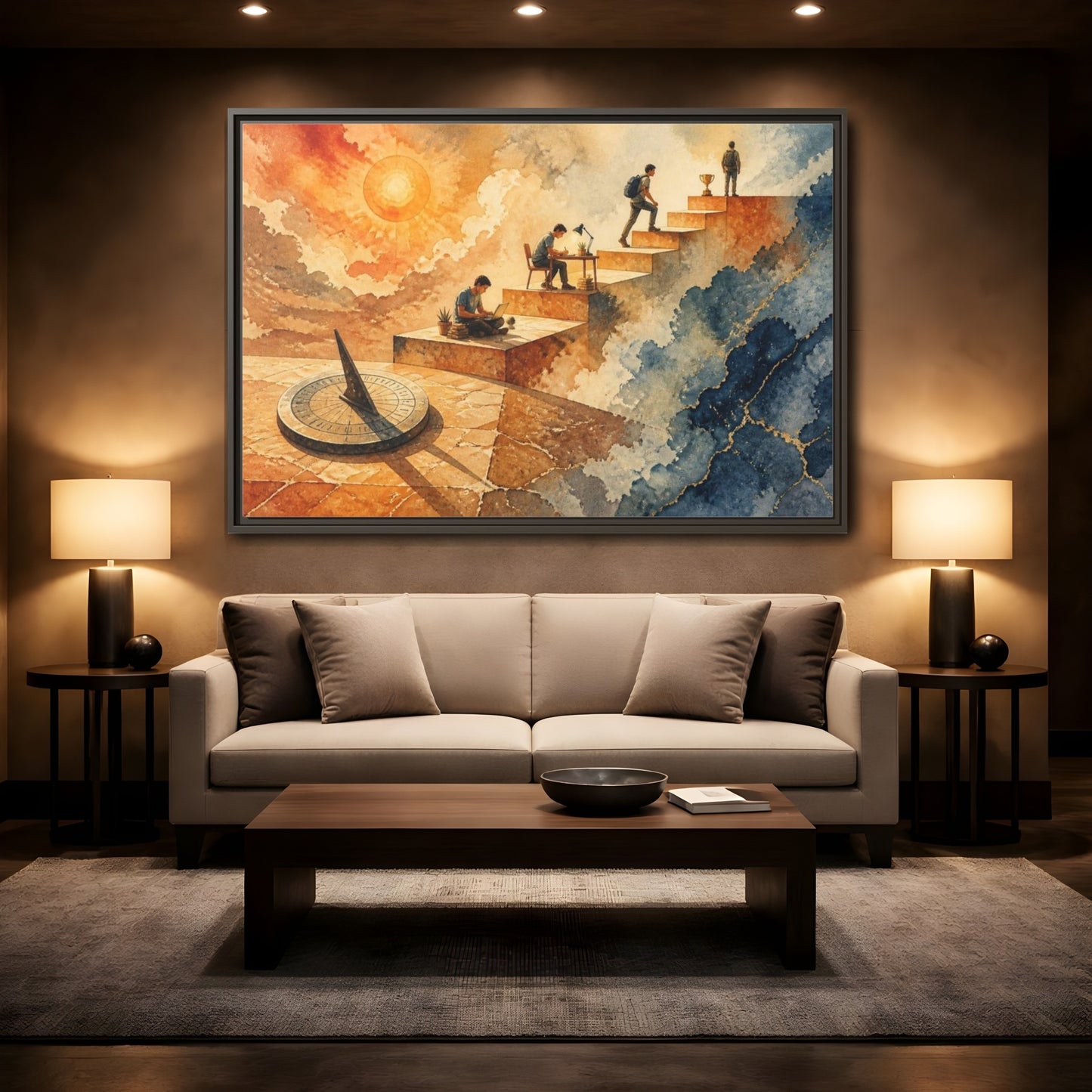 Mockup 2. Motivation Stairway To Trophy shown as framed canvas print