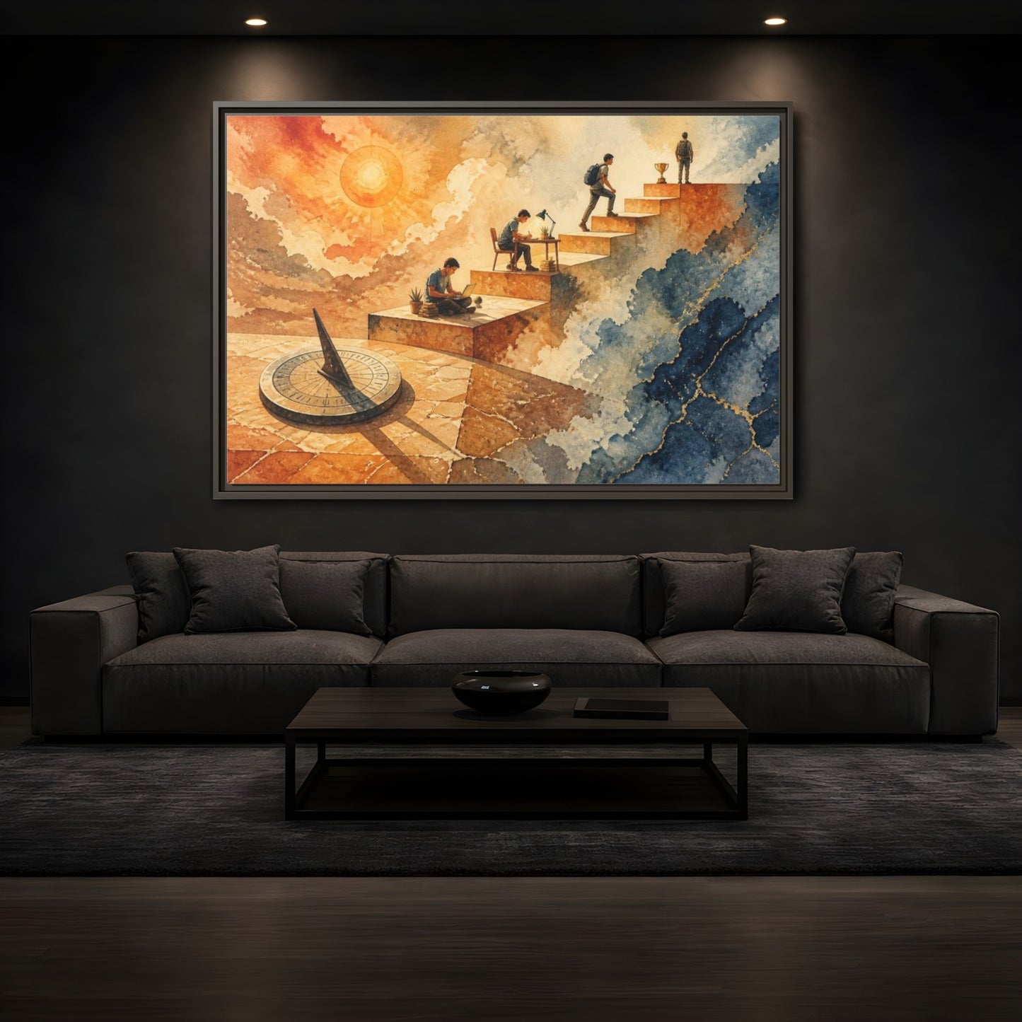Mockup 3. Motivation Stairway To Trophy shown as framed canvas print