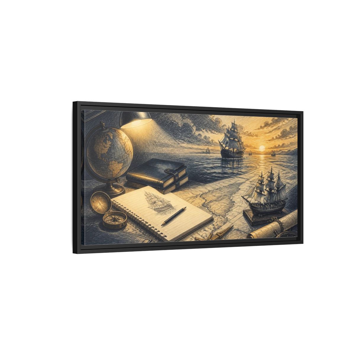 Side Mockup 2. Motivation Study Desk shown as framed canvas print