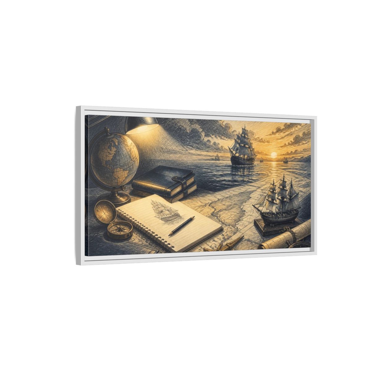 Side Mockup 1. Motivation Study Desk shown as framed canvas print