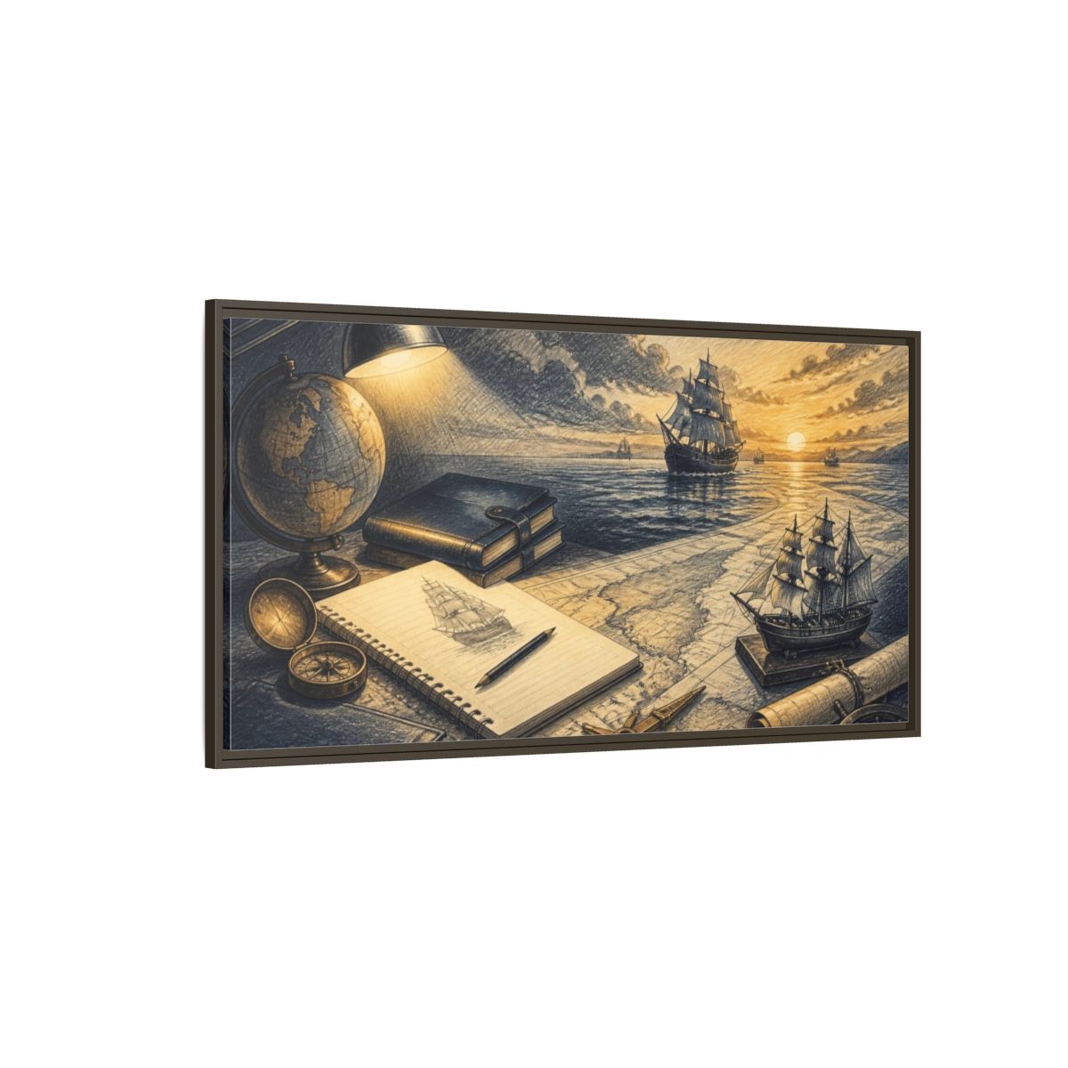 Side Mockup 4. Motivation Study Desk shown as framed canvas print