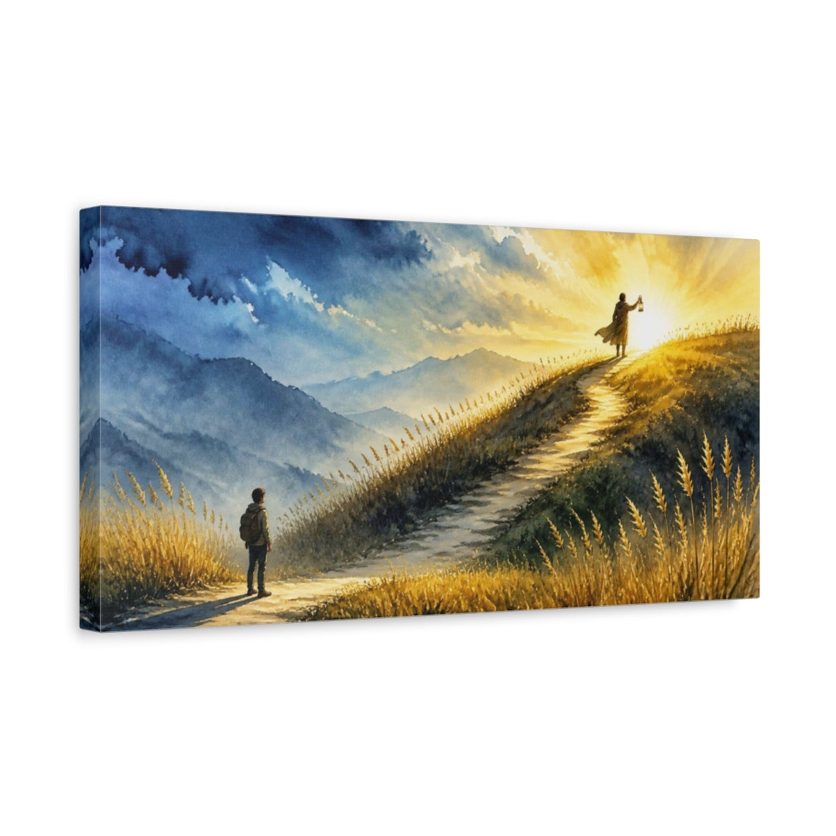 Side Mockup 3. Motivation Sunrise Path shown as canvas print