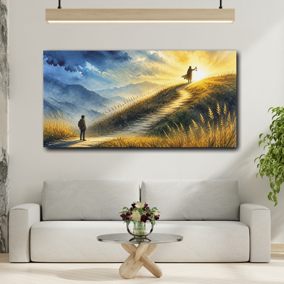 Mockup 2. Motivation Sunrise Path shown as canvas print