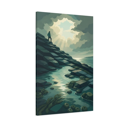 Motivation Tidepool Ascent Canvas Print – Living Room, Above Couch, Sea Green - YesArtYes