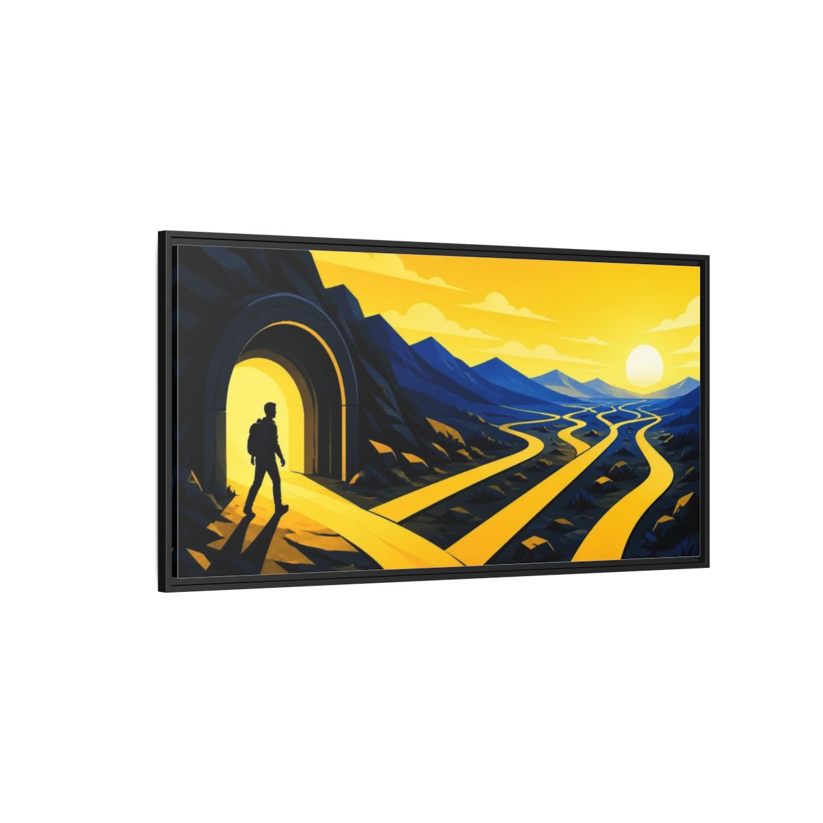 Side Mockup 5. Motivation Traveler Path shown as framed canvas print