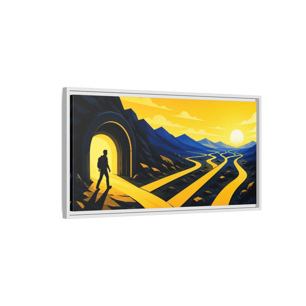 Side Mockup 1. Motivation Traveler Path shown as framed canvas print