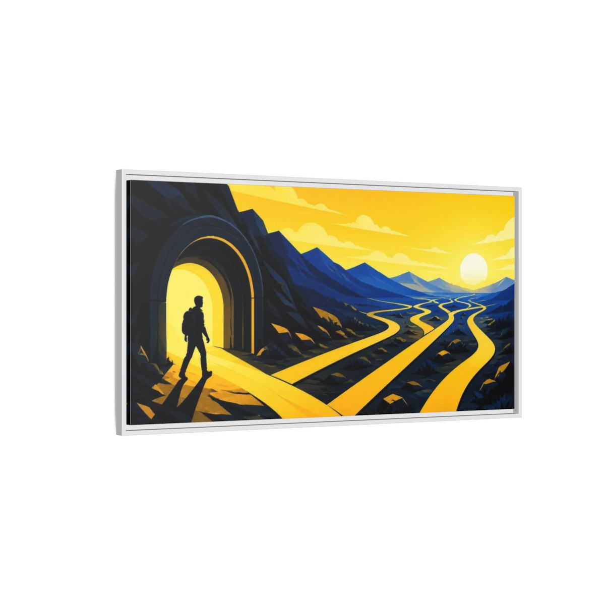 Side Mockup 3. Motivation Traveler Path shown as framed canvas print