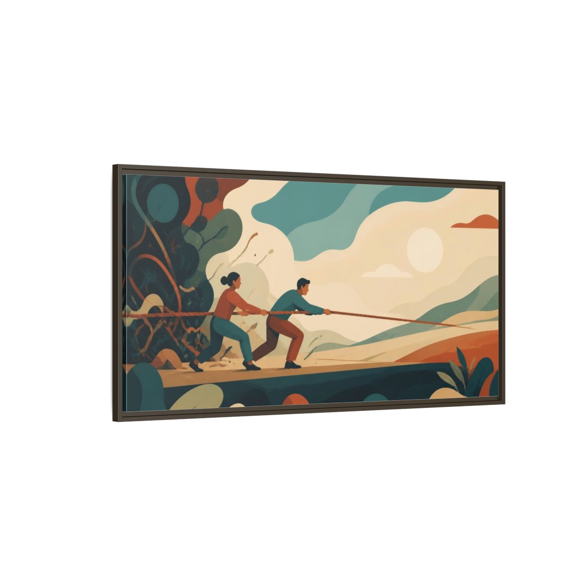 Side Mockup 4. Motivation Two Figures shown as framed canvas print