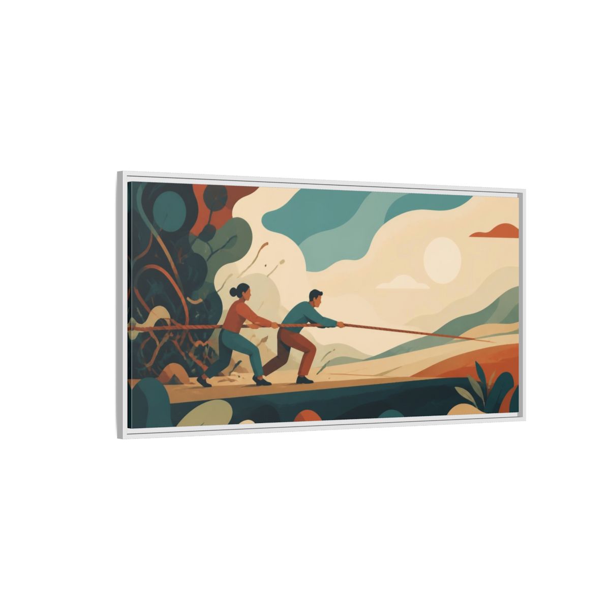 Side Mockup 3. Motivation Two Figures shown as framed canvas print