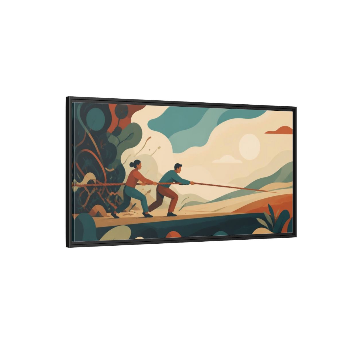 Side Mockup 5. Motivation Two Figures shown as framed canvas print