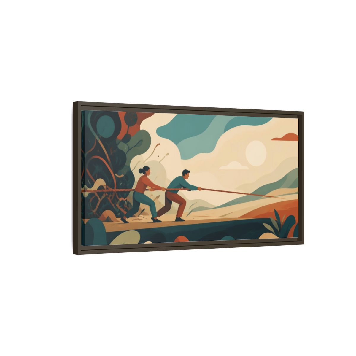 Main Mockup. Motivation Two Figures shown as framed canvas print