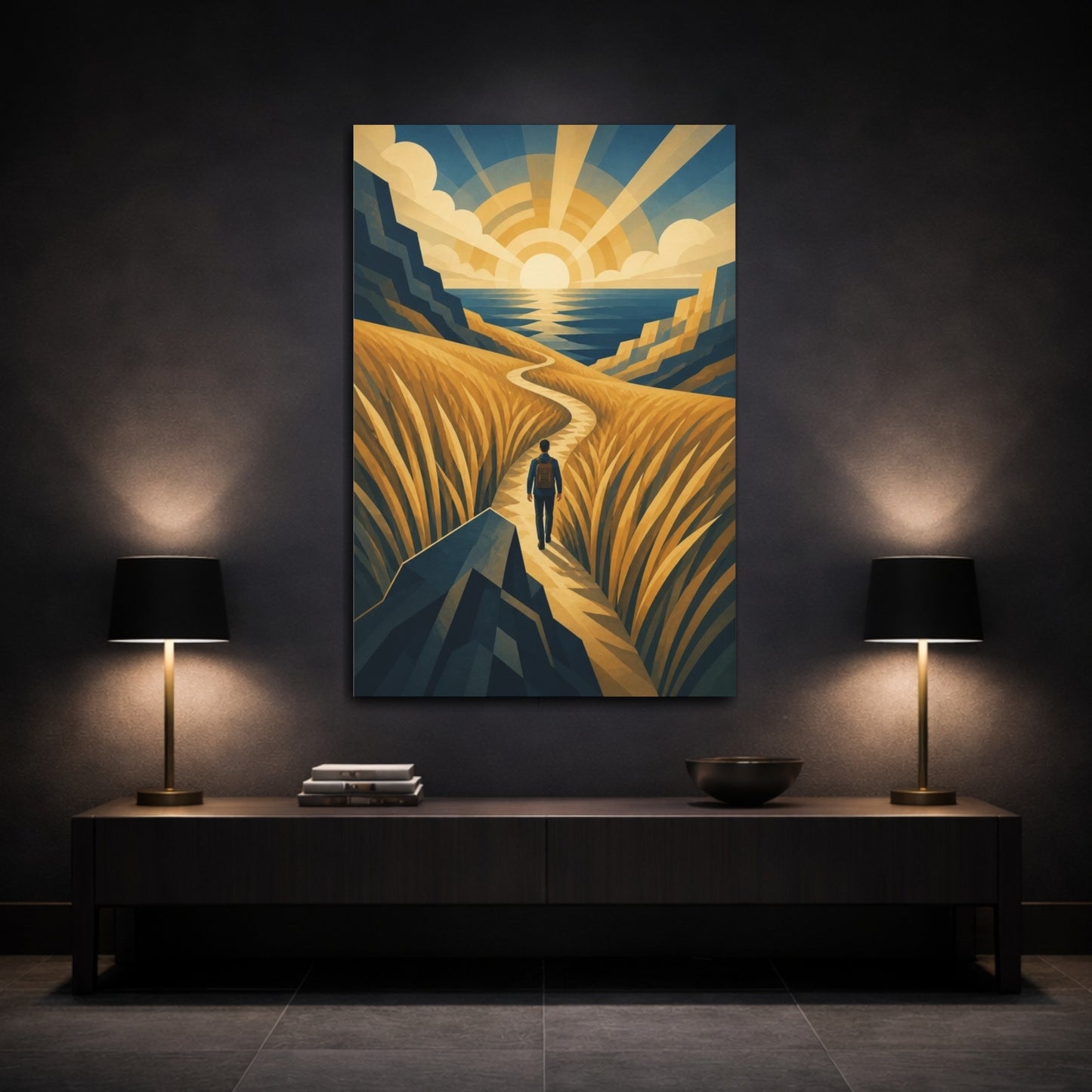 Mockup 3. Motivation: Winding Path shown as canvas print