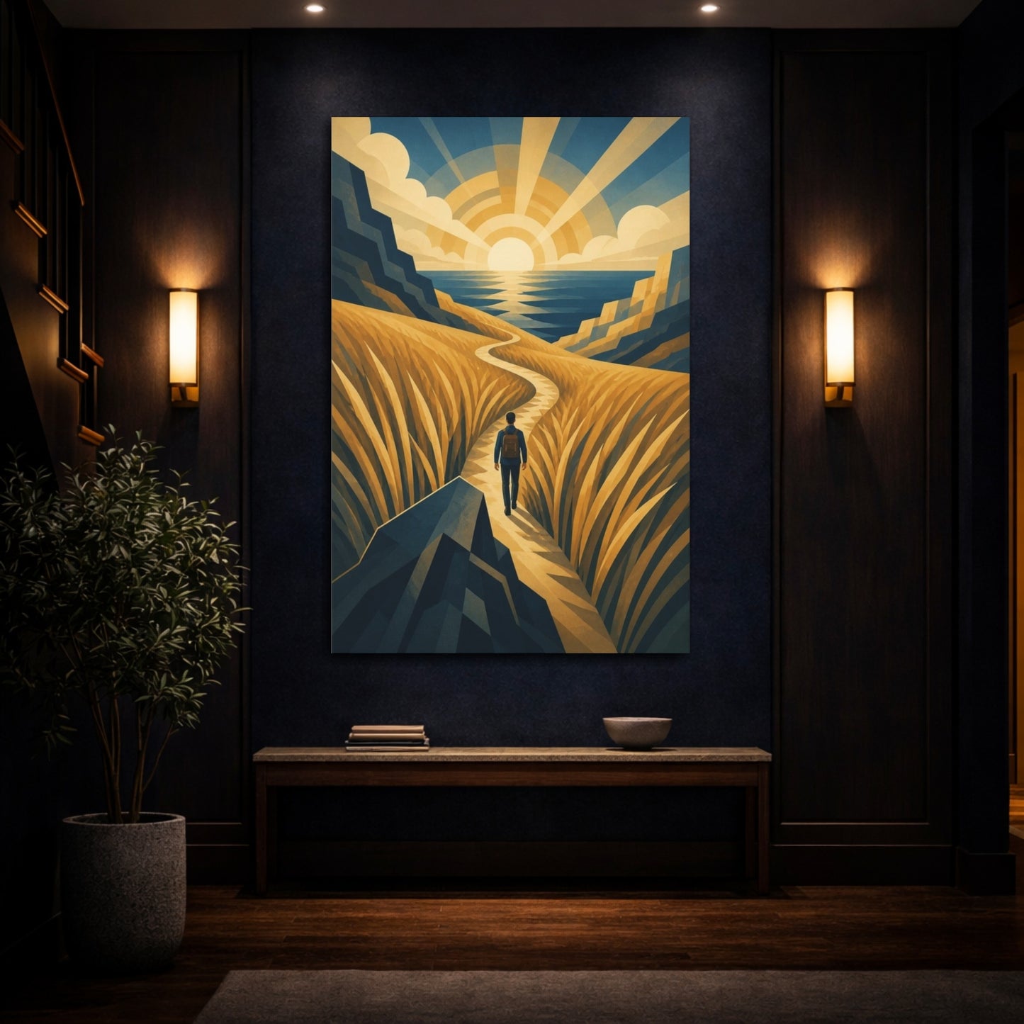 Mockup 4. Motivation: Winding Path shown as canvas print