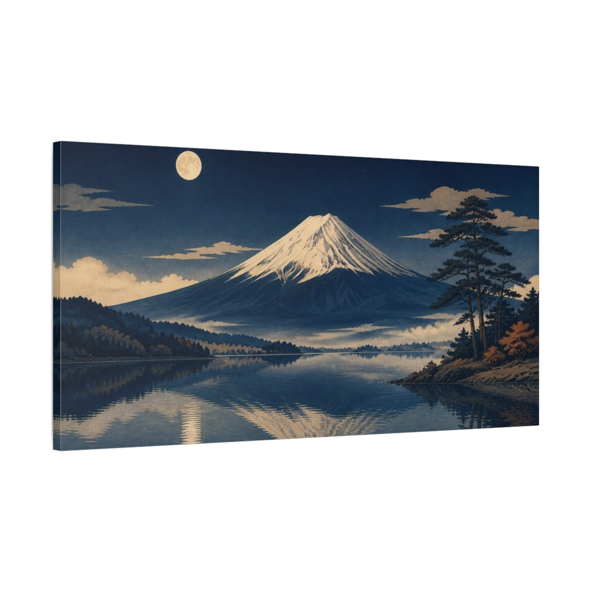 Main Mockup. Mount Fuji Nature Moonlit Mountain shown as canvas print