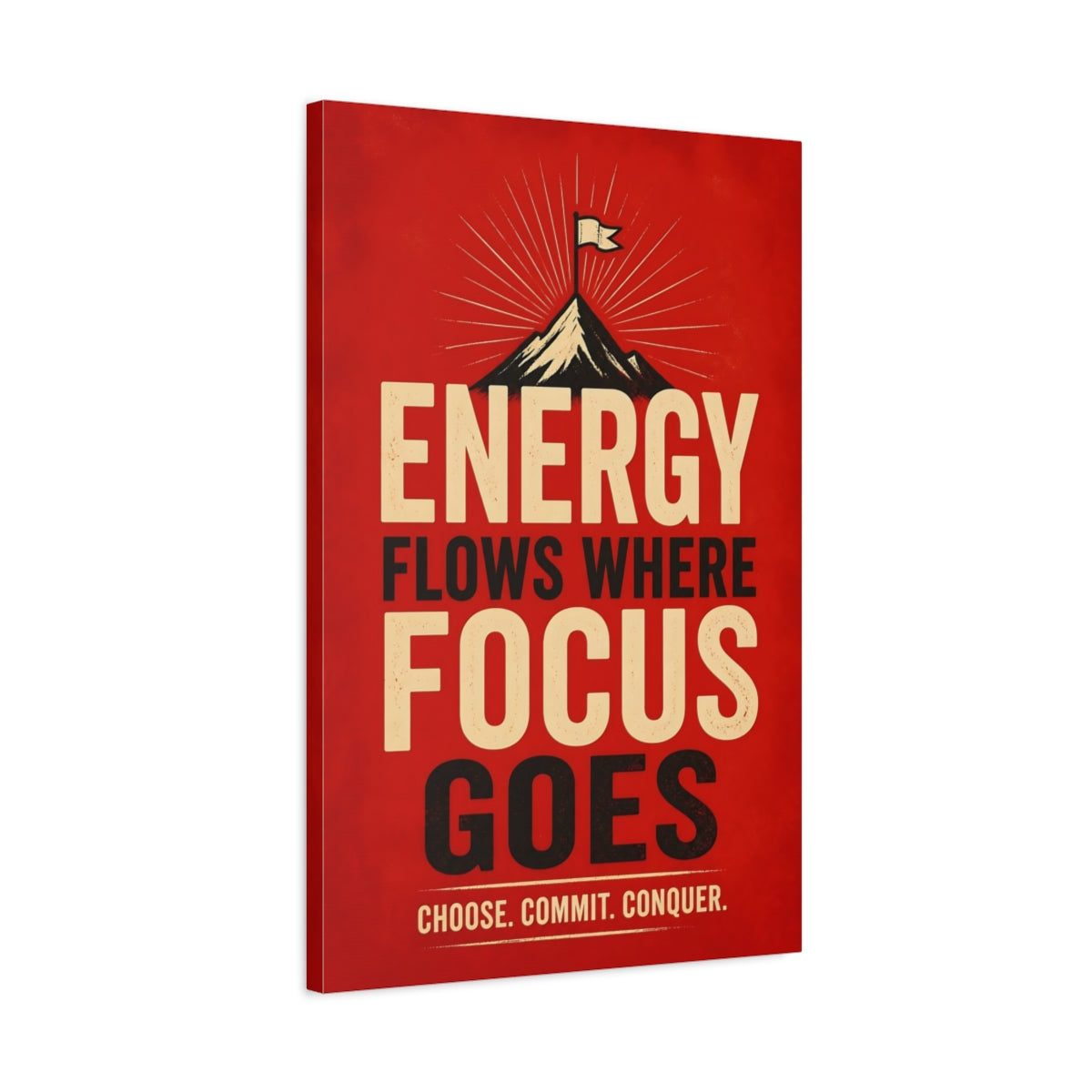 Side Mockup 2. Mountain Energy Quotes shown as canvas print