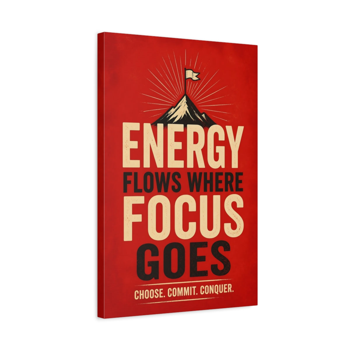 Side Mockup 3. Mountain Energy Quotes shown as canvas print