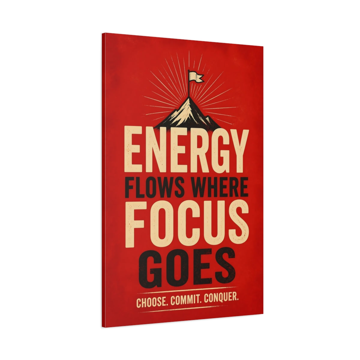 Side Mockup 1. Mountain Energy Quotes shown as canvas print