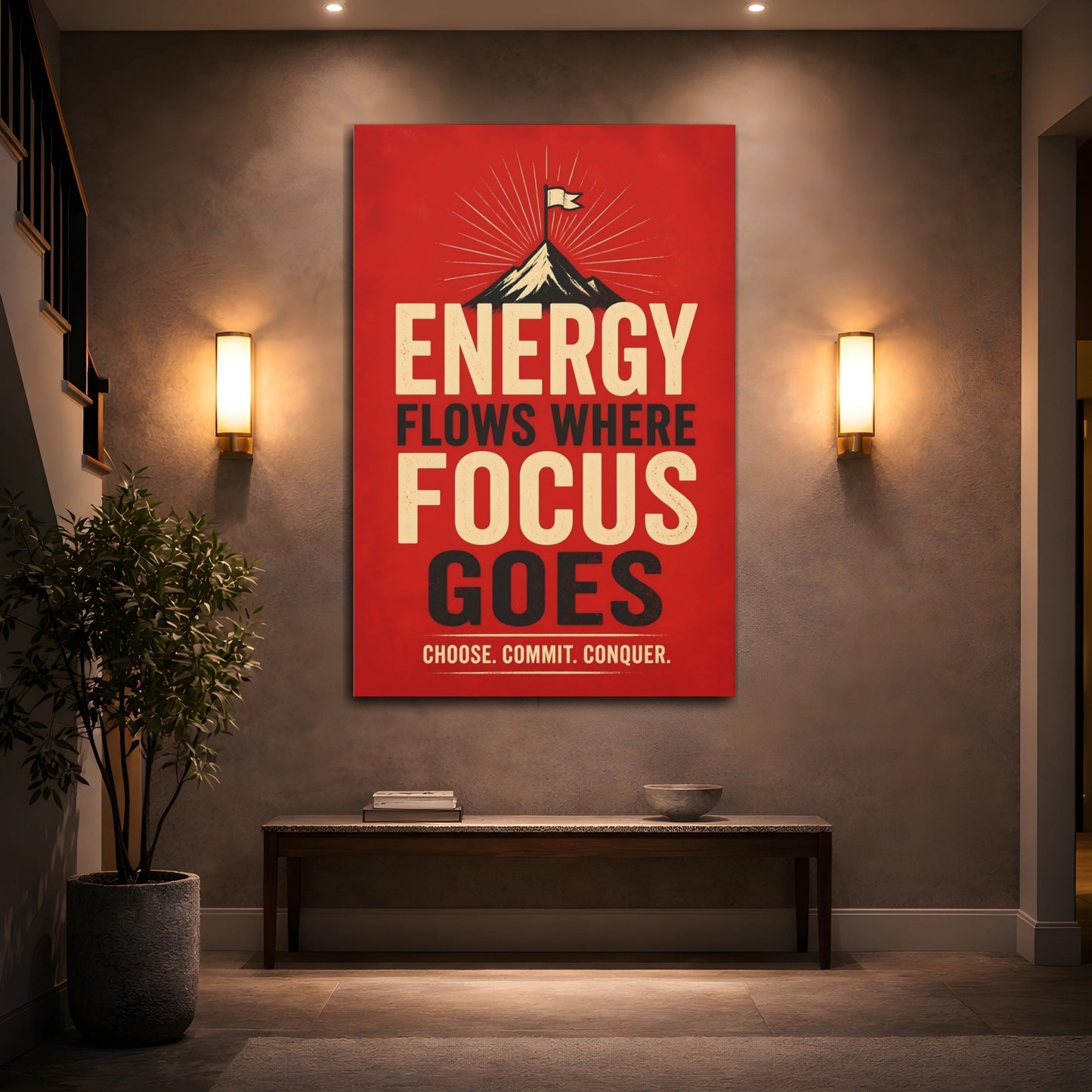 Mockup 2. Mountain Energy Quotes shown as canvas print