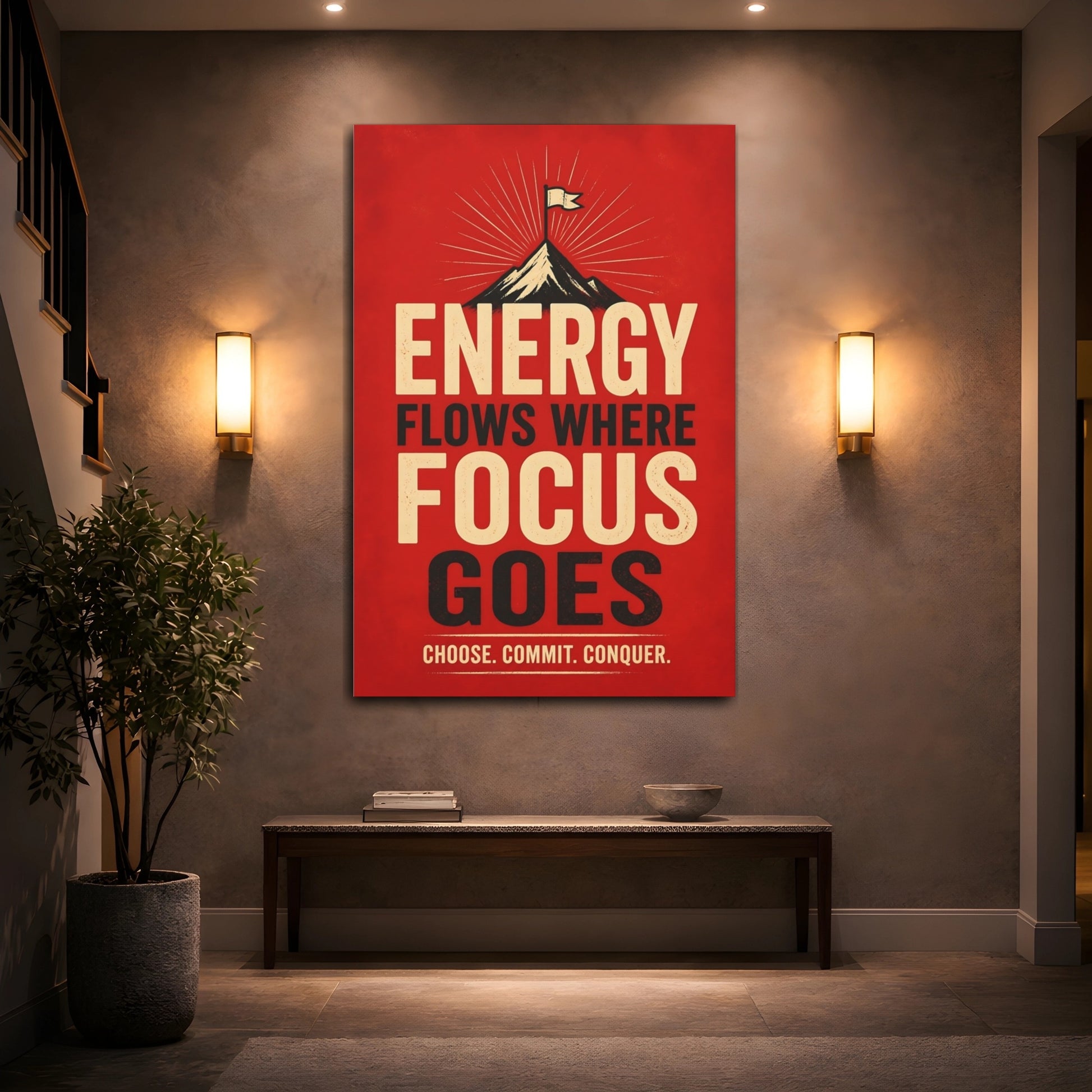 Mockup 2. Mountain Energy Quotes shown as canvas print