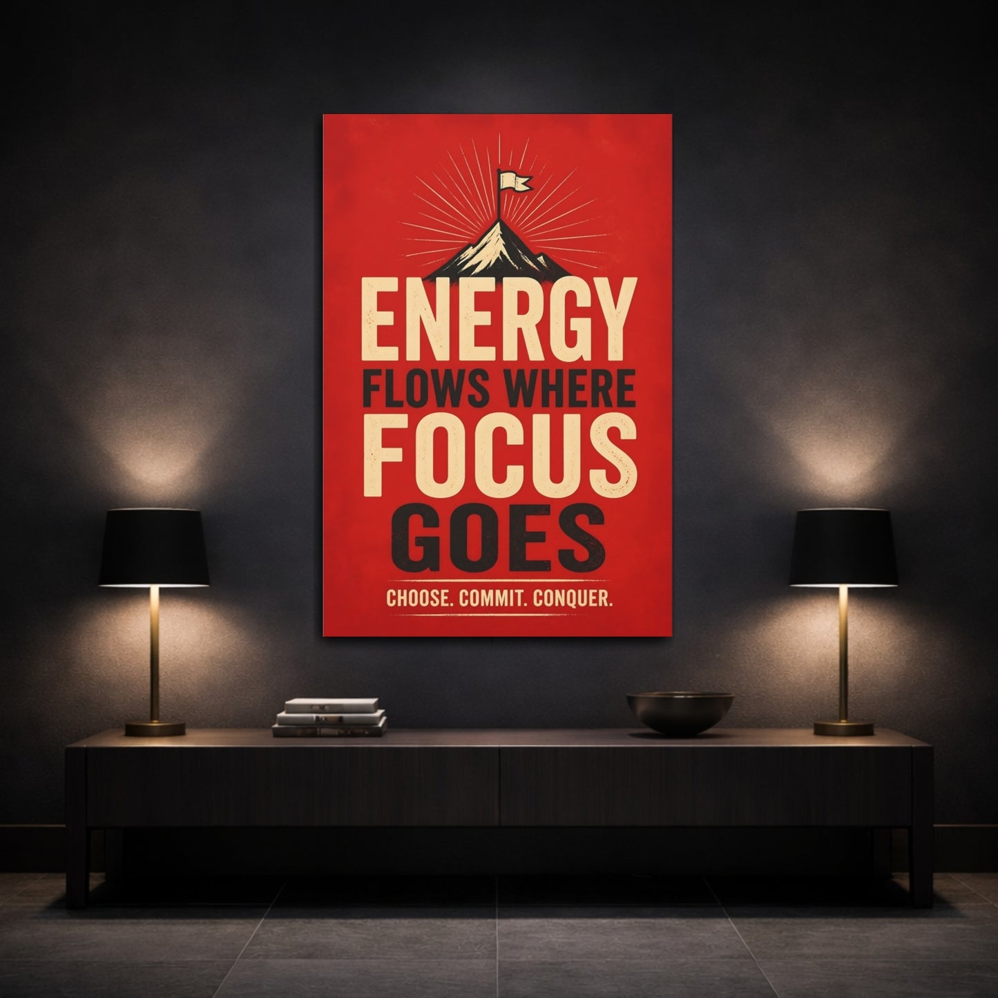 Mockup 3. Mountain Energy Quotes shown as canvas print
