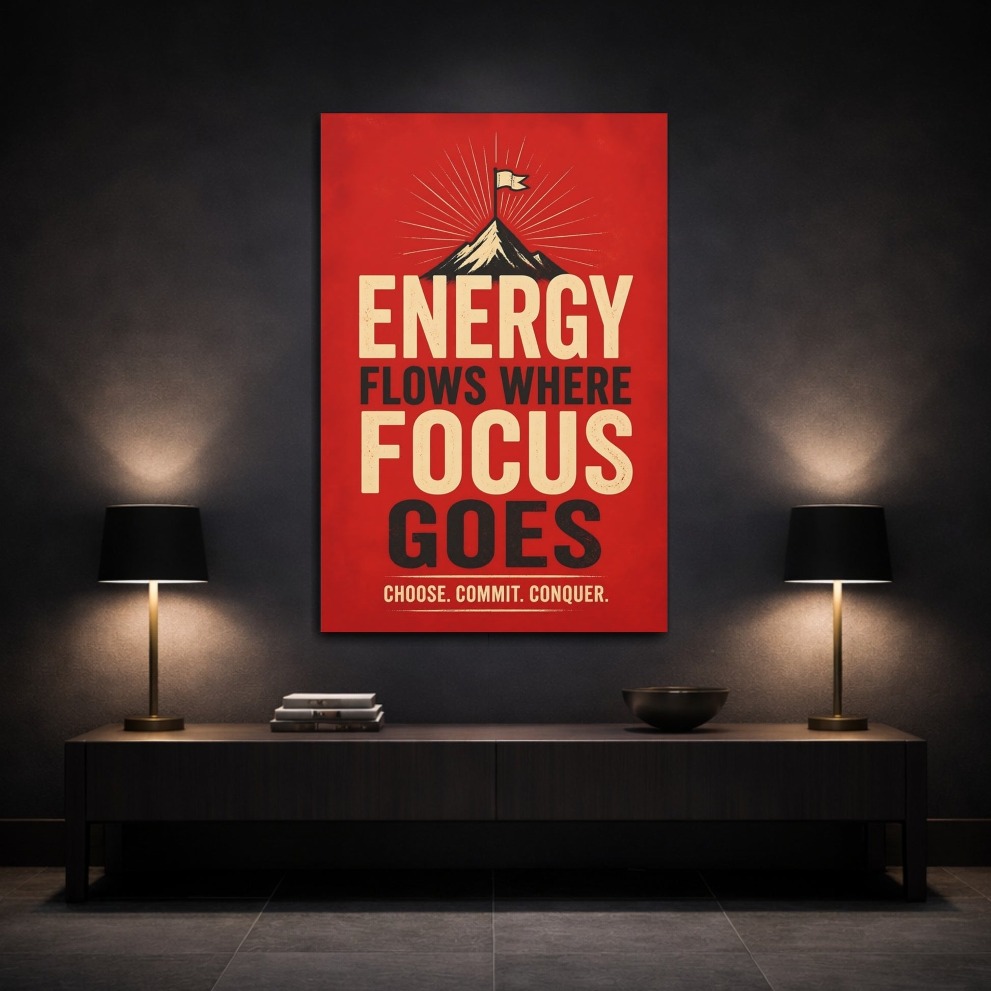 Mockup 3. Mountain Energy Quotes shown as canvas print