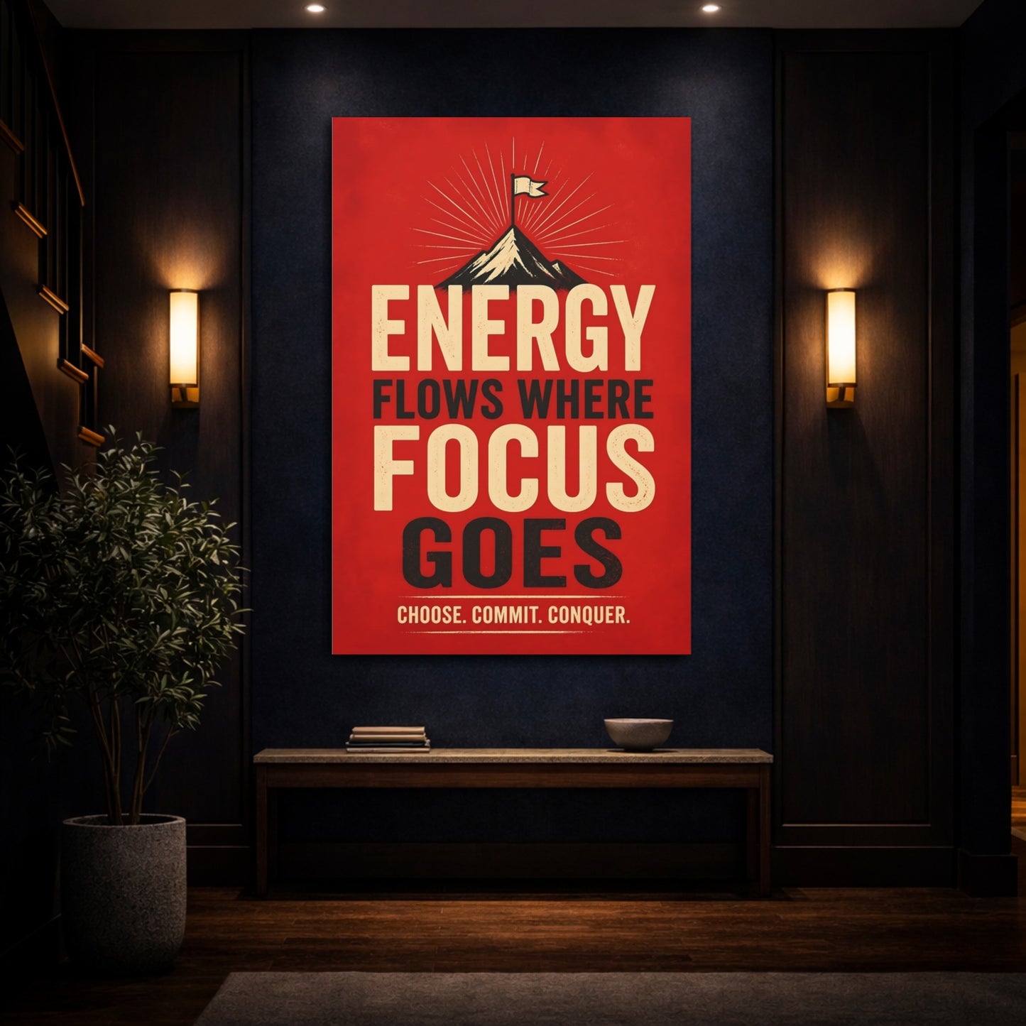 Mockup 4. Mountain Energy Quotes shown as canvas print